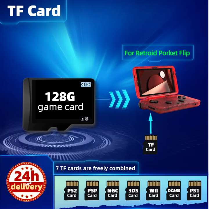 TF Card For Retroid Pocket Flip 3 Plus 2S Memory Classic Retro Game Europe Version PS2 PSP PS1 Portable Console Handheld 128G