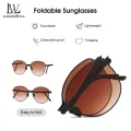LouisWill Foldable Sunglasses Women's Alloy Sunglasses Large Frame Sunglasses Collapsible Ultralight Folding Sunglasses In Round Packaging Handbag  Outdoor Travel UV400 Sunglasses. 