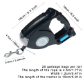 Extendable and Retractable Leash 4.5M with Built-in LED Flashlight for Nighttime Walks. 