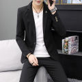 Suit Suit Men's Korean-Style Solid Color Handsome Two-Piece Suit Student Casual All-Match Suit Jacket Business Clothing Dress. 