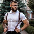 Men's Harness PU Leather Suspenders Gentleman Punk Harnesl s Belt Fashion Shirts Outerwear Strap Fetish Gay Clothing. 