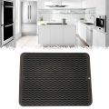 Large kitchen silicone drain mat drain filter drying mat silicone Drain as a pot holder table mat jar opener 1 pcs black. 