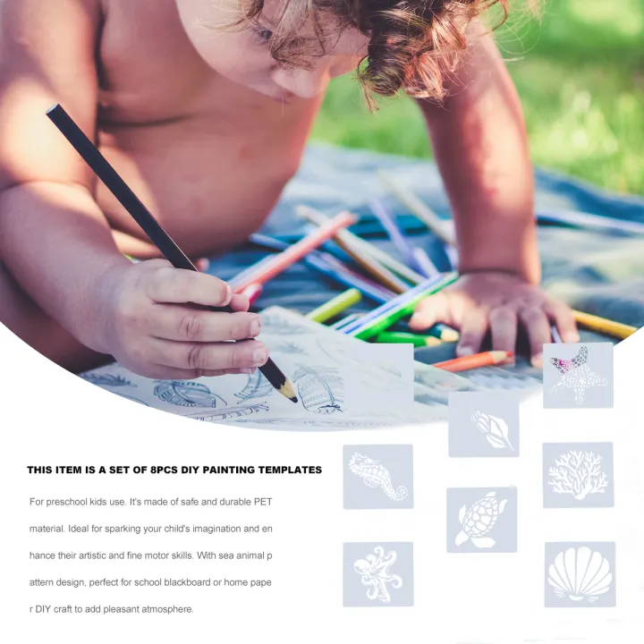 Chaoshihui%208pcs%20Painting%20Stencils%20Set%20Sea%20Animal%20Pattern%20Drawing%20Template%20DIY%20Hollow%20out%20Stencil%20-%20Image%206