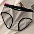 Muses Mall Women Mid-waist Panties Japanese Style Seamless Mid Waist Lady Briefs Soft Breathable Underpants with Contrast Color Letter Pattern Moisture-wicking Anti-septic Women Panties Color-blocking. 