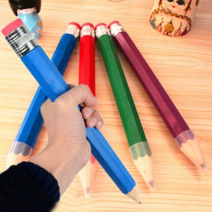 School Office Supplies With Eraser Novelty Toy Performance Prop Giant Pencil For Painter Artist Student Huge Pencil Large Wood Pencil