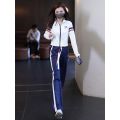 Sports Suit Slimming and Wide Leg 2024 New Sweatpants Casual Two-Piece Suit Autumn High-End Loose Sweater Women's Younger. 