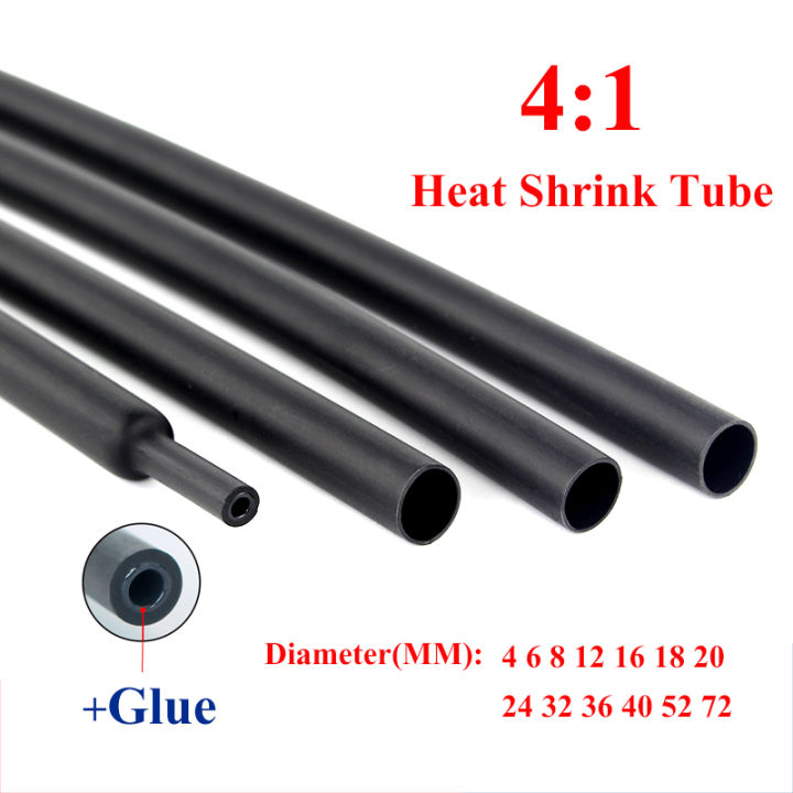 thumbnail image 2 of Wrap YUKSY 2 Inch 3:1 Waterproof Tubing Kit, Large Marine Dual Wall Adhesive Shrinkable Wire Wrap Tube, Insulation Sealing Wear-Resistant Cable Protector (4ft, Black Heat Shrink 2 of 11