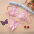 Muses 2pcs/set Women Lace See Through Triangle Cup Bra Open Briefs Underwear Set. 