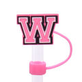 Pvc Material Straw Topper Stanley Cup Compatible Pink Abcd Design Silicone Cover Letter Shaped Cup Accessory for Outdoor Drinks. 