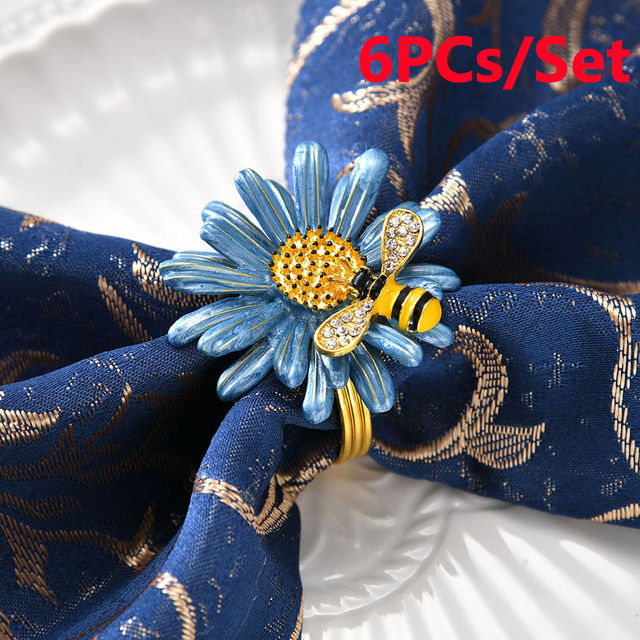 【LoLular design】6pcs/set Flower Bee Napkin Rings Set Wedding Napkin ...