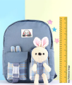 Kids Cartoon Decor Plaid Pattern Backpack School Nursery Bag. 
