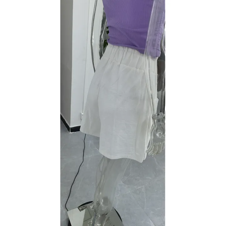 Yfashion%20Women%20Shorts%20Solid%20Color%20Cotton%20And%20Linen%20Wide-leg%20High-waist%20Casual%20Elastic%20Waistband%20Cropped%20Pants%20With%20Pockets%20color%20-%20Image%207