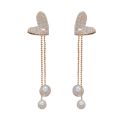 Enacolor  Gold Metal Chain Drop Earring Pearl Female Delicate Full Crystal Heart Dangle Earrings for  Girls. 