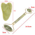 Roller and Gua Sha Tools by Natural Jade Scraper Massager with Stones for Face. 