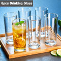 6 Pcs-Red Cherry Slim and Tall Cocktail Glasses Drinking Water Glasses Tumbler (Plain Design) - 285ml. 