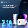 SIKENAI KX-3M-UK 10W 2.1A Smart Charger Wall Charger Adaptor with Micro USB Charging Cable. 