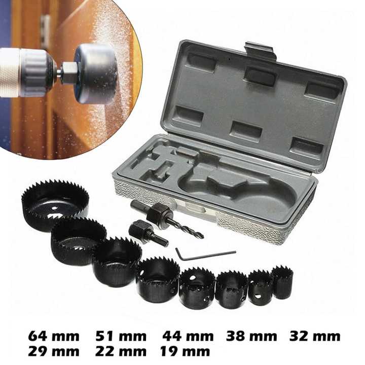 Professional 11PCS Set Hole Saw Drill Bit Kit Mandrel Wood