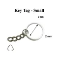 Key Tag Ring with Chain, 50 Pcs, Stainless High Quality Original Metal, Diameter 2 cm/ Thickness 1 cm. 