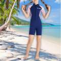 Girls Wetsuit Front Zipper Swimming Costume Scuba Diving Suit Bathing Suit for Surfing Blue Large. 