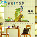 【BestGO】Environmental Protection Wall Stickers Peacock 3D Wallpaper Pictures For Living Room Home Decoration Accessories Prints Wall Art. 