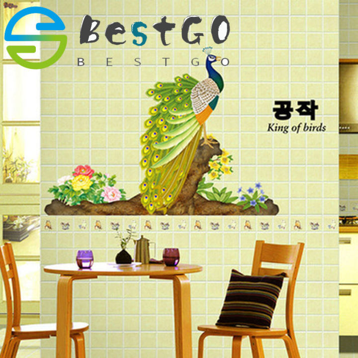【BestGO】Environmental Protection Wall Stickers Peacock 3D Wallpaper Pictures For Living Room Home Decoration Accessories Prints Wall Art