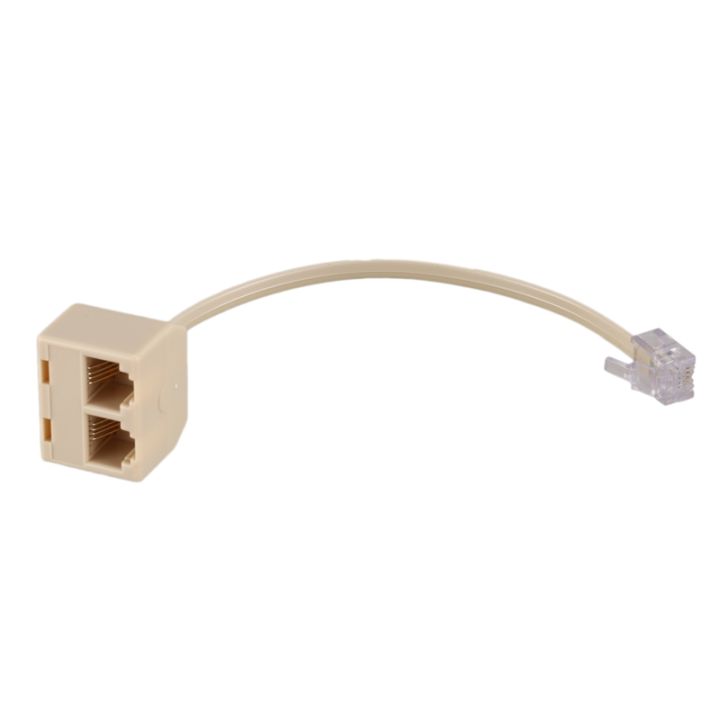 RJ11%206P4C%202%20Way%20Outlet%20Telephone%20Jack%20Line%20Splitter%20Adapter%20Beige%20-%20Image%204