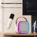 Mini Portable Karaoke Speaker with Wireless Microphone LED Light Karaoke Player K12. 
