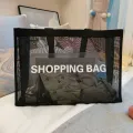 【ALLGOOD】Black Transparent Nylon Mesh Shopping Bag Large Capacity Shoulder Handbag For Shopping Bags Breathable Beach Travel Storarge Bag. 
