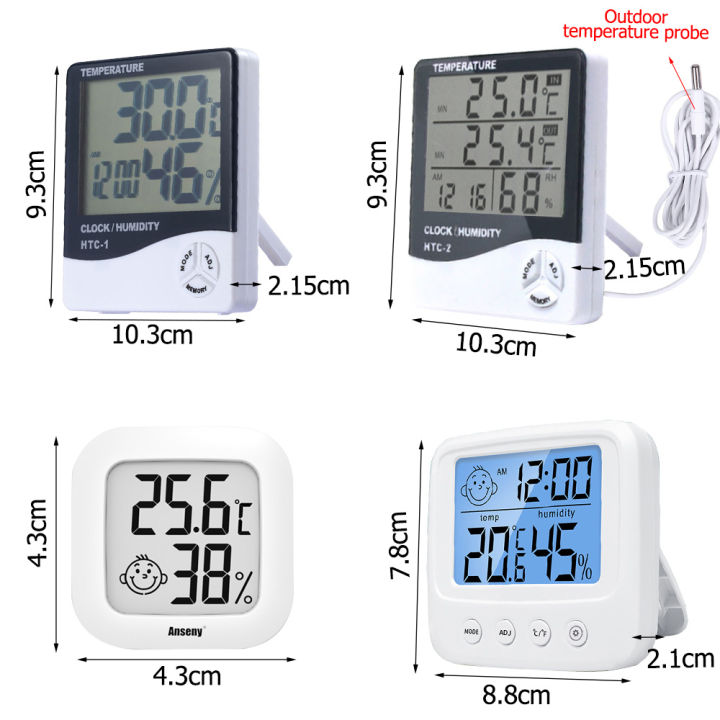【Top-Rated Product】LCD Electronic Digital Temperature Humidity Meter Multifunction Indoor Outdoor Thermometer Hygrometer Weather Station Clock