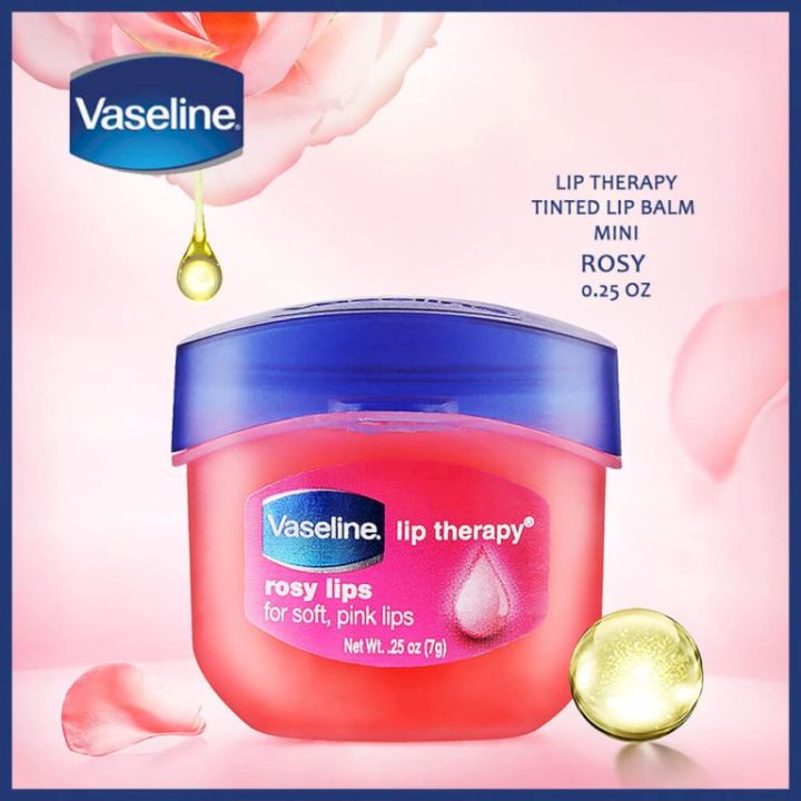 Vaseline Rosy Lip Therapy Tinted Lip Balm Mini 0.25 oz 100% Orignal Moisturizing Multi-Flavor Optional Suitable Unisex Lip Care Baby Lips