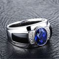 【ZIME】Fashion sapphire gemstones  crystal black agate diamonds rings for men white  silver color jewelry party bague. 