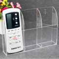 Clear Acrylic Remote Control Holder Wall Mount Media Organizer Storage Box (Three Compartments). 