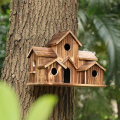 Bird House Wooden Bird Houses for Outside Hanging, 6 Hole Handmade Natural Bird House. 