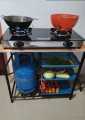 Metal gas cooker table / gas cylinder rack with 3 Vegetable racks. ( FREE ISSUE COCONUT SCRAPER ). 