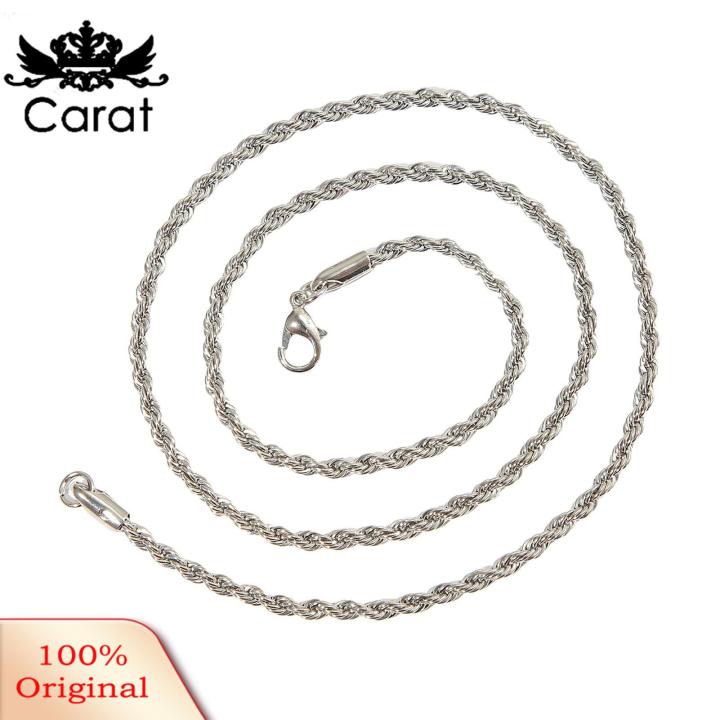 Carat Men Lightweight Necklace Men's 3mm Hip Hop Twist Chain Choker Necklace Trendy Alloy Jewelry for Stylish Men Fashion Accessory Hip Hop Style Twist Chain