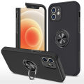 【ThinkWay】Double Layer Hard Strap 360 Degree Ring Bracket Silicone Bumper Shockproof Shell Magnetic Car Mount Cover For iphone12 Pro (fine hole) & iphone12 Pro Max (fine hole). 