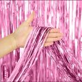 Birthday Light Pink Foil Curtain Fringe Party Backdrops Balloon. 