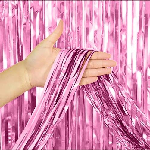 Birthday Light Pink Foil Curtain Fringe Party Backdrops Balloon