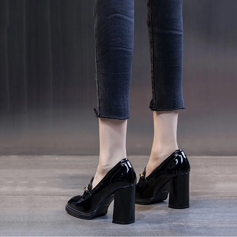 2023New Square Toe Small Popular Small round Toe High Heels Chunky