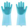 Reusable Silicone Dishwashing Cleaning Gloves with Scrubber. 