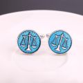 【IKE】Libra Balance Constellation Cufflinks Justice and Equity For Lawyer Judge Shirt Jewelry For Man Charm Blue Color Accessories. 