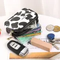 Cute Cow Pattern Coin Purse Women Card Wallet Students Double Pocket Zipper Bag ZH. 