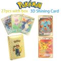 27Pcs 3D Pokemon Shining Rainbow Cards Gold Silver Black Cards English Spain Vmax Gx Charizard Pikachu Trading Game Collect Card. 