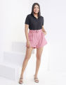 Spring & Summer Shirred Waist Shorts With Belt. 