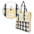 THE MYSU Heavy Duty Canvas Tote Bag - Check - 14.5 inches (L) * 3 inches (W) * 16 inches (H). 