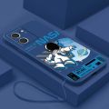 [Free Strap] Xiaomi Redmi 13C 12C Smile Astronaut Square Phone Case Liquid Silicon Soft Casing nasa Cover. 