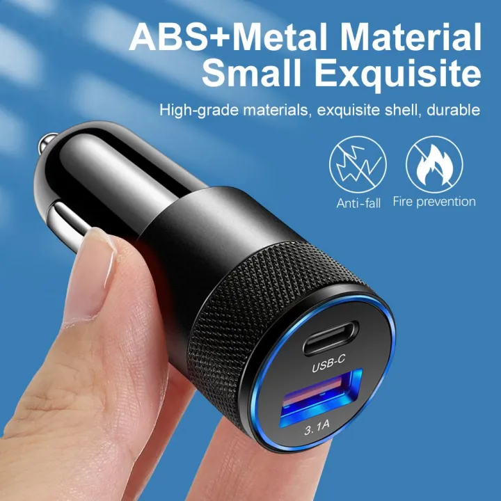 3.1A%2015W%20Car%20Charger%20USB+PD%20Aluminum%20Alloy%20Cigarette%20Lighter%20Adapter%20Mobile%20Fast%20Charger%20Car%20Auto%20Replacement%20Battery%20Charger%20-%20Image%204