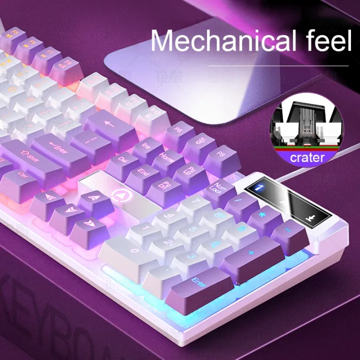 Pink%20Purple%20Gaming%20Keyboard%20and%20Mouse%20Set%20Mechanical%20Feel%20Girl%20Cute%20USB%20Wired%20keybord%20With%20white%20LED%20Light%20backlit%20key%20board%20membrane%20external%20For%20PC%20Laptop%20Computer%20-%20Image%205