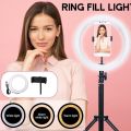 26CM Ring Light With 8ft Stand Tripod 10 Inch Selfie LED Ring Light With Adjustable Phone Holder 360 Rotatable Ring LED Studio Camera. 