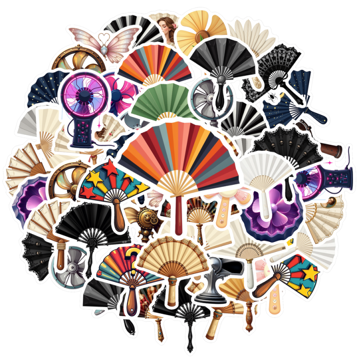 Visual Indicator Fan Sticker Decorative Fan Stickers Vinyl Material Vintage Stickers Colorful ...